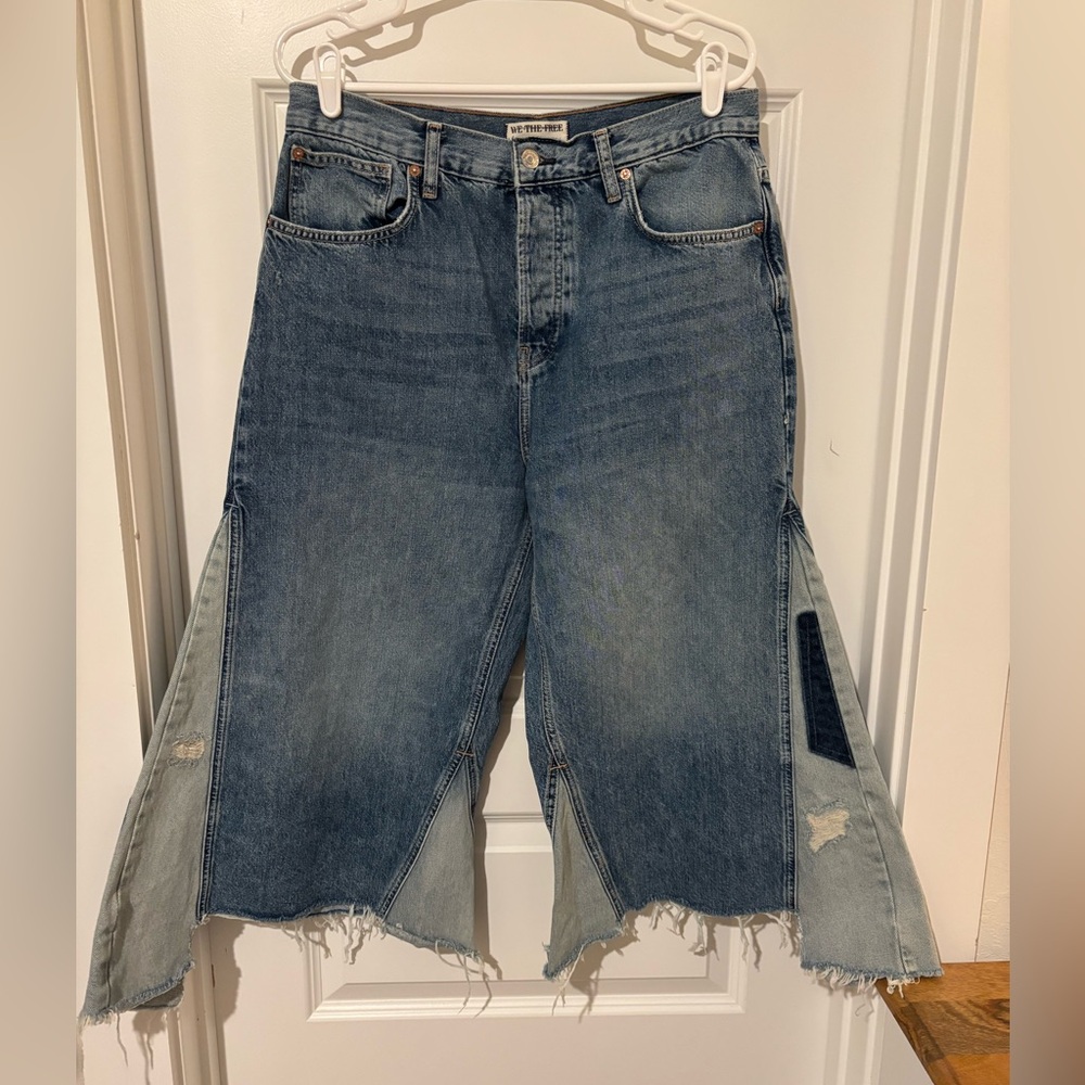 Free People Flare Wide Leg Blue Jeans